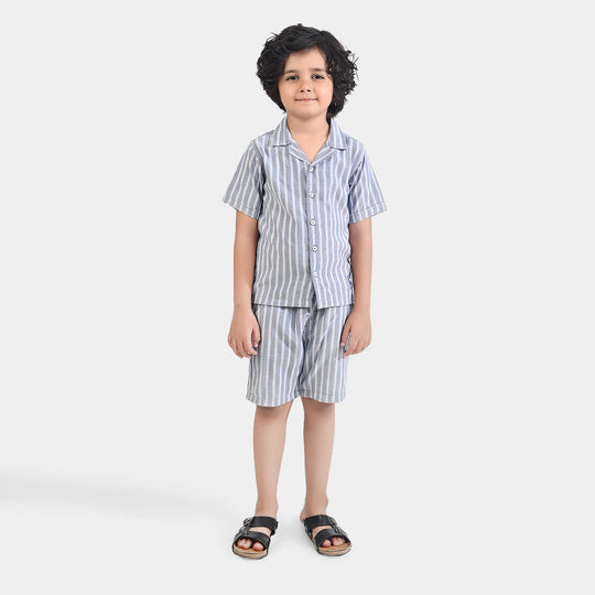 Boys Yarn Dyed Woven Suit-Sun & waves-G-GREY