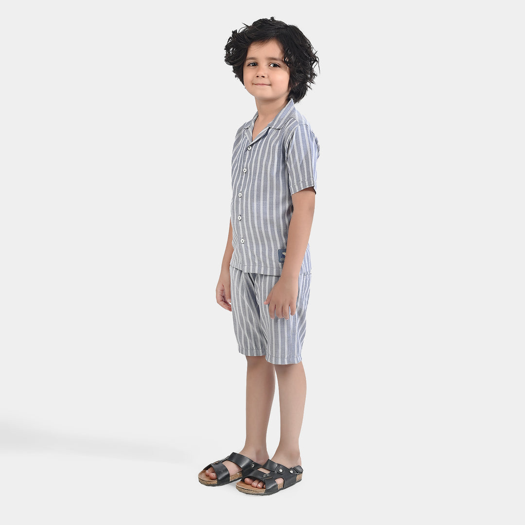 Boys Yarn Dyed Woven Suit-Sun & waves-G-GREY