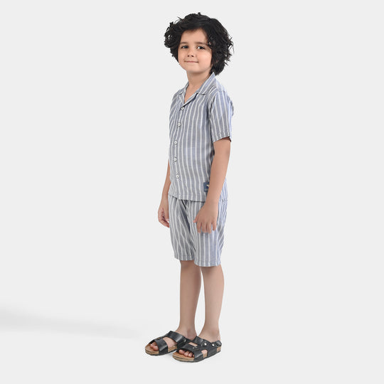 Boys Yarn Dyed Woven Suit-Sun & waves-G-GREY