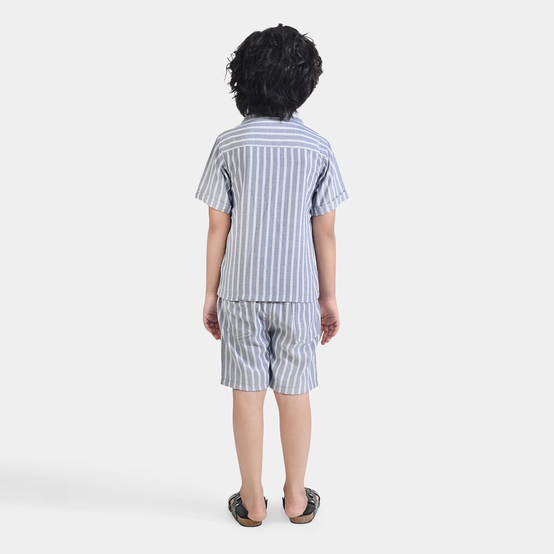 Boys Yarn Dyed Woven Suit-Sun & waves-G-GREY