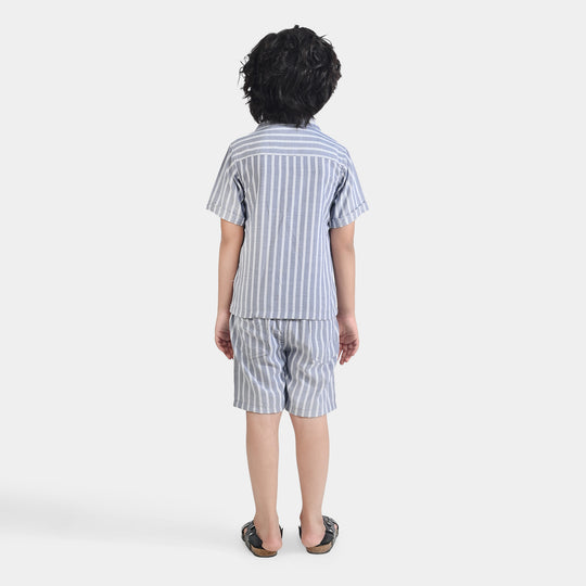 Boys Yarn Dyed Woven Suit-Sun & waves-G-GREY