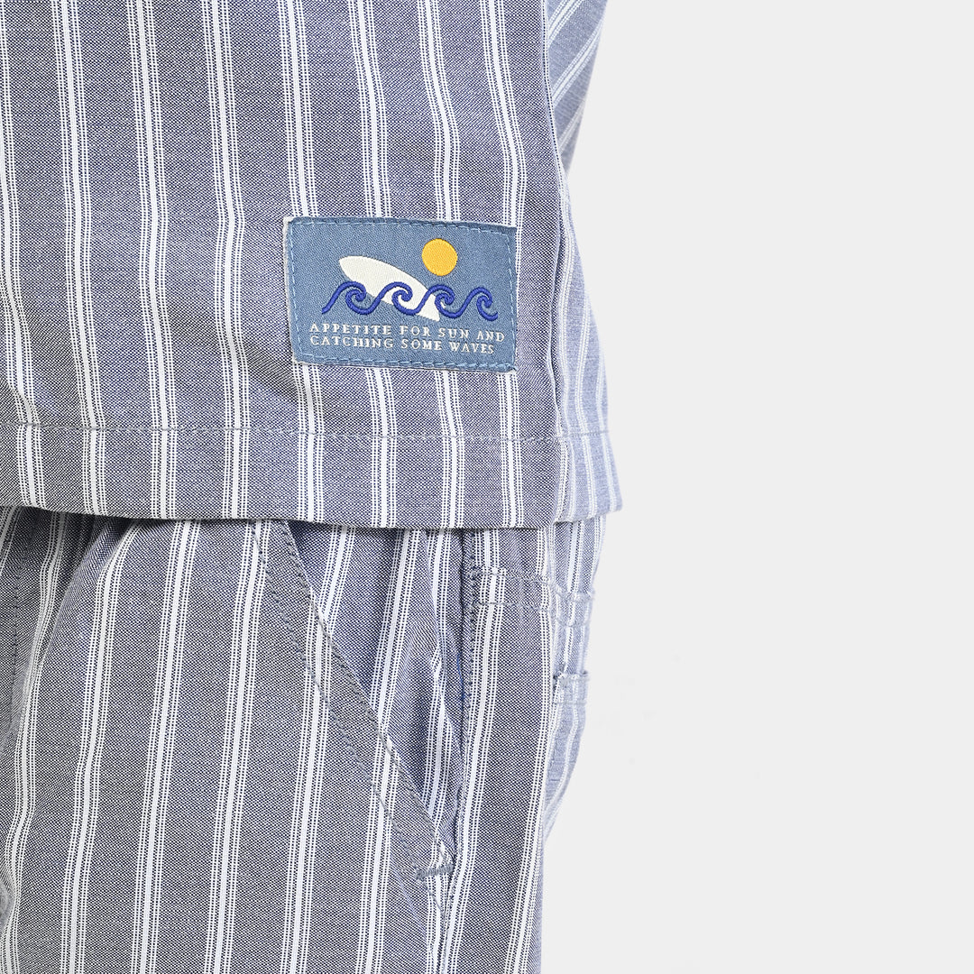 Boys Yarn Dyed Woven Suit-Sun & waves-G-GREY