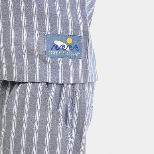 Boys Yarn Dyed Woven Suit-Sun & waves-G-GREY