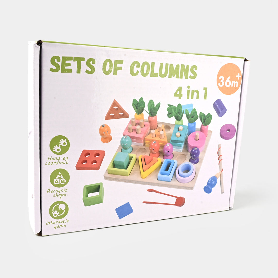 4 in 1 Sets Of Columns Wooden Toys