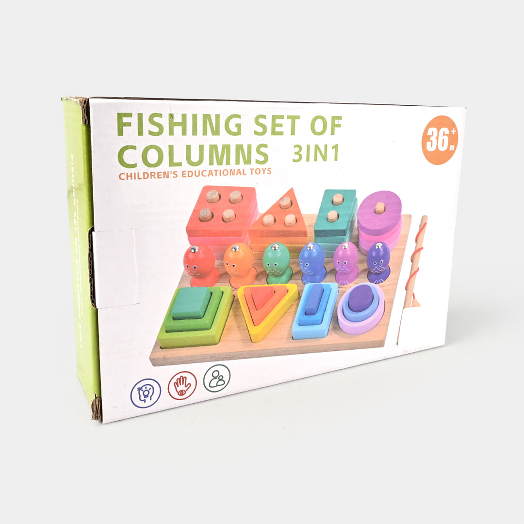 Wooden Puzzle Toy Fishing Game Stacking Toy