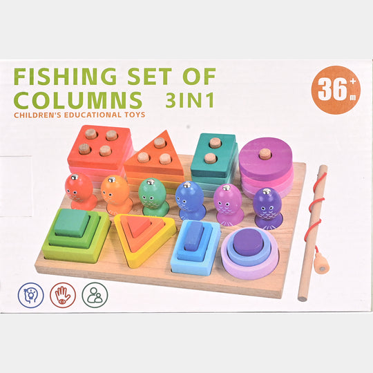 Wooden Puzzle Toy Fishing Game Stacking Toy