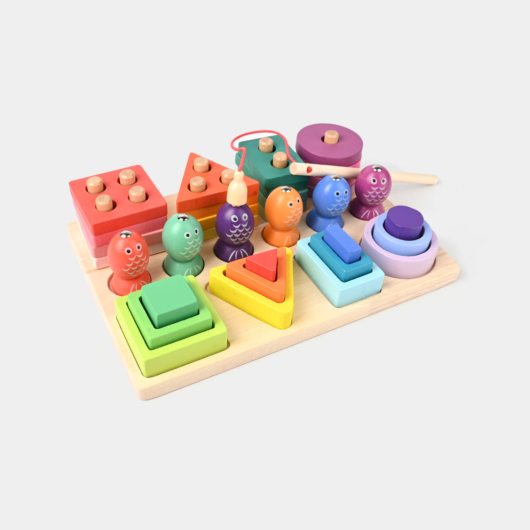 Wooden Puzzle Toy Fishing Game Stacking Toy