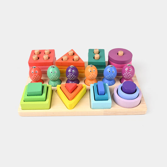 Wooden Puzzle Toy Fishing Game Stacking Toy