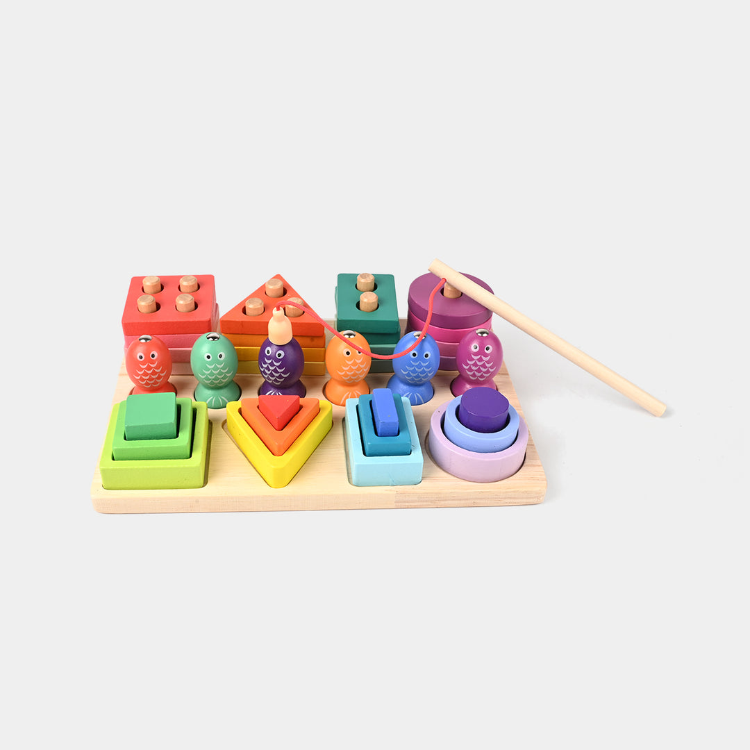 Wooden Puzzle Toy Fishing Game Stacking Toy