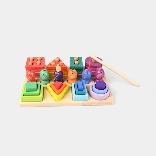 Wooden Puzzle Toy Fishing Game Stacking Toy