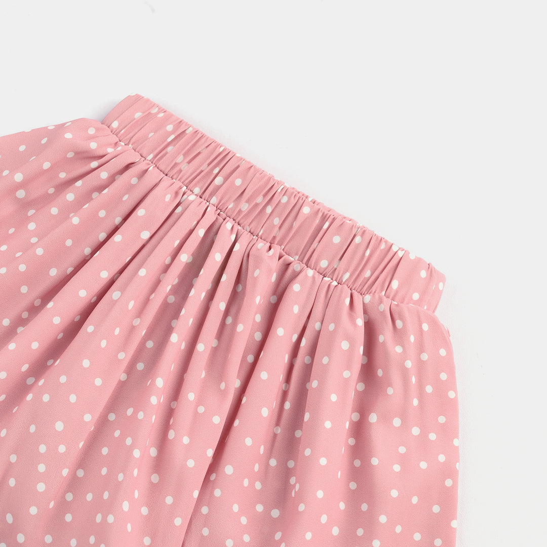Infant Girls Chiffon Short Skirt Polka Dots-Pink