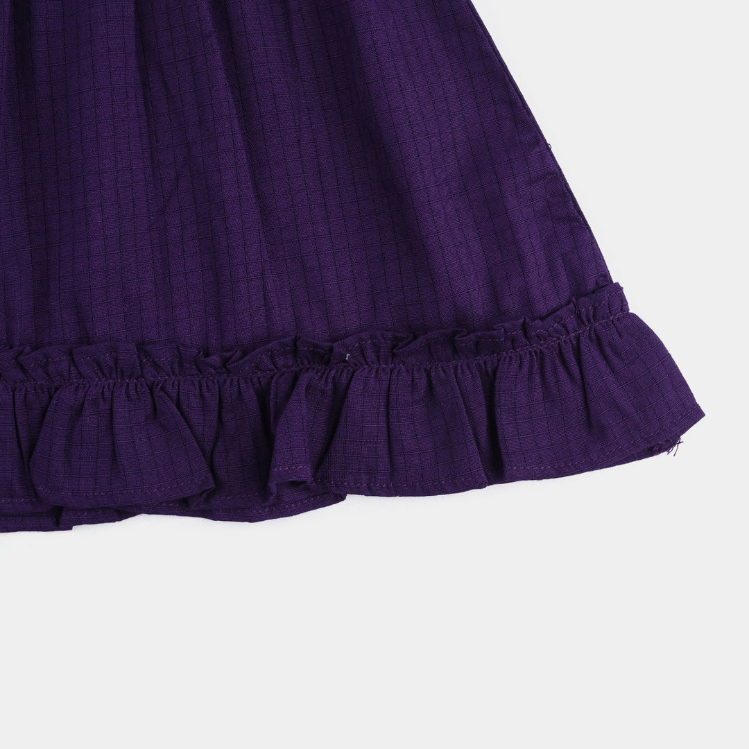 Infant Girls Cotton Emb Kurti Little Frill-Purple