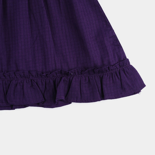 Infant Girls Cotton Emb Kurti Little Frill-Purple