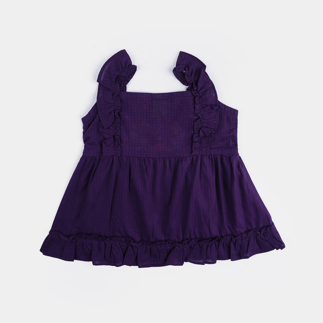 Infant Girls Cotton Emb Kurti Little Frill-Purple