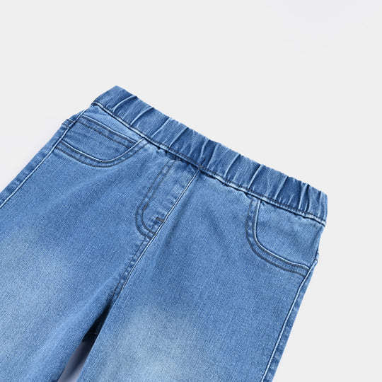Girls Denim Stretch Jeggings Basic-LT.Blue