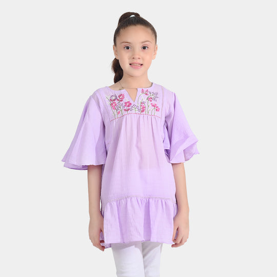 Girls Cotton Casual Frock Lily-Lilac