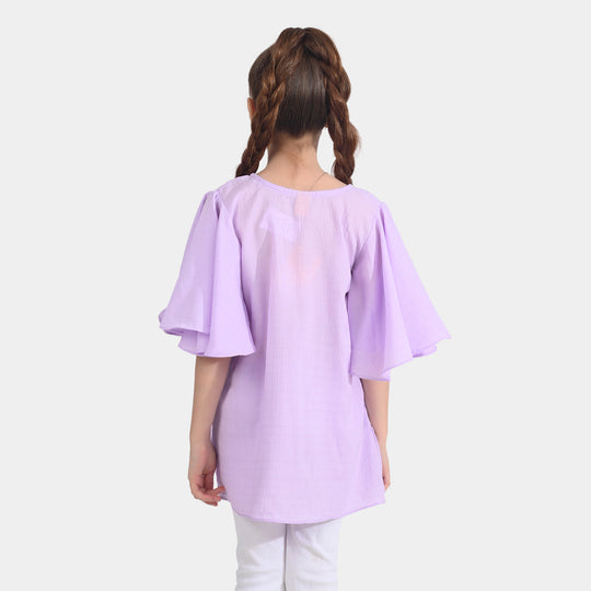 Girls Cotton Casual Frock Lily-Lilac