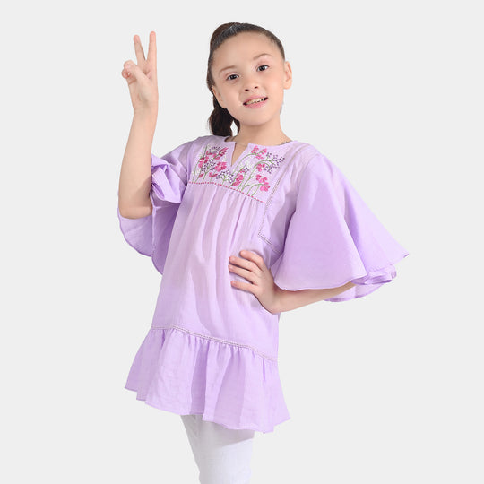 Girls Cotton Casual Frock Lily-Lilac