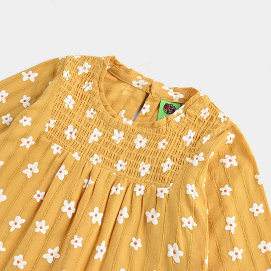 Infant Girls Cotton Casual Top Daisy-Mustard