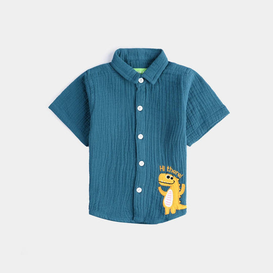 Infant Boys Cotton Casual Shirt (Hi-There)-GREEN