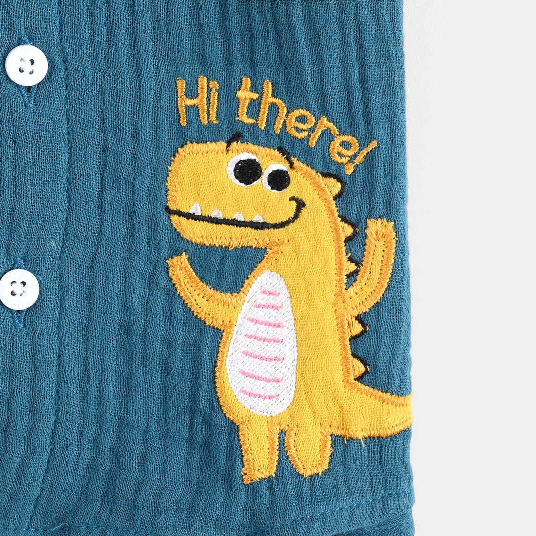 Infant Boys Cotton Casual Shirt (Hi-There)-GREEN