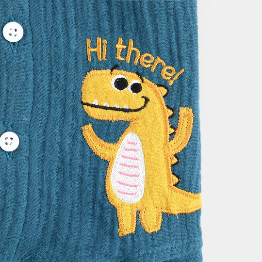 Infant Boys Cotton Casual Shirt (Hi-There)-GREEN