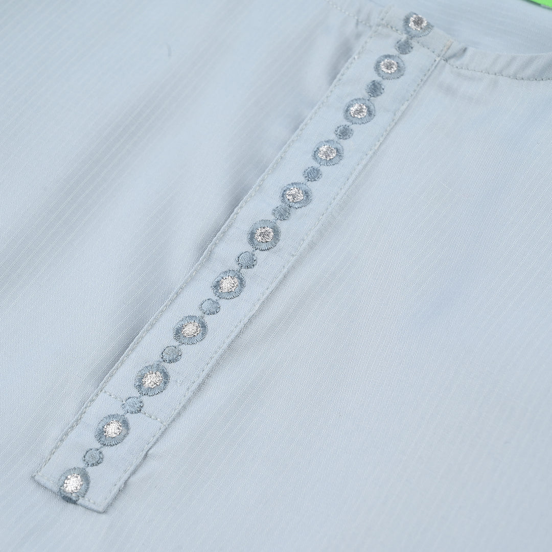 Infant Boys Poly Viscose Kurta Pajama (Lurex Dots)-Sky.Grey