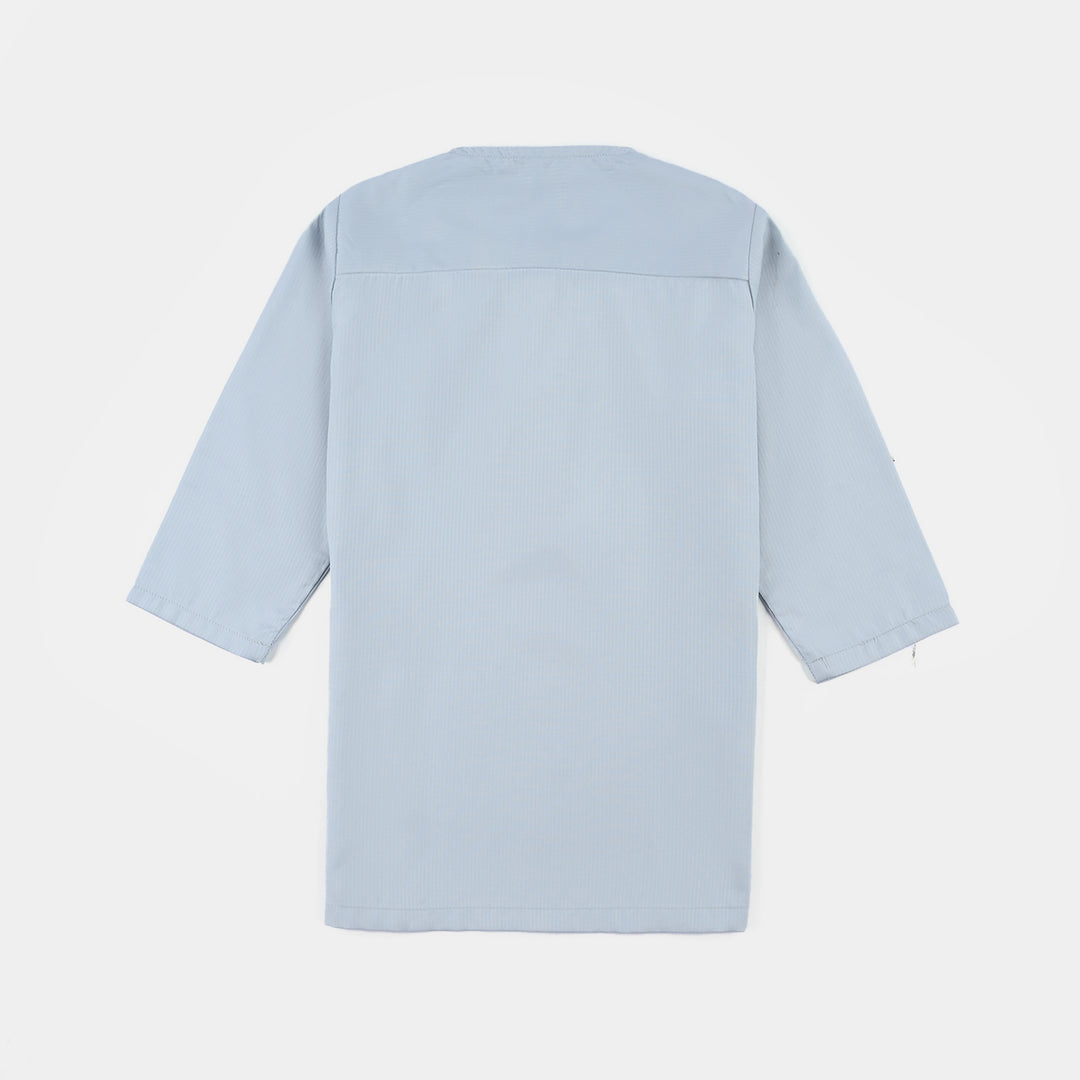 Infant Boys Poly Viscose Kurta Pajama (Lurex Dots)-Sky.Grey