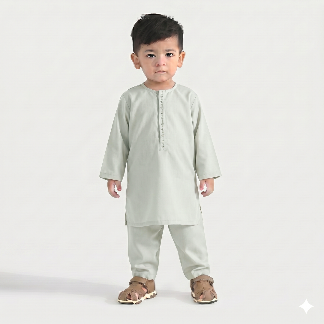 Infant Boys Poly Viscose Kurta Pajama (Lurex Dots)-P.Green