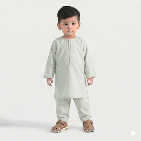 Infant Boys Poly Viscose Kurta Pajama (Lurex Dots)-P.Green
