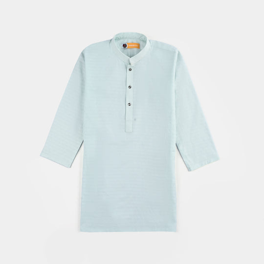 Boys Cotton Jacquard Basic Kurta (Salt Air)-SKY BLUE