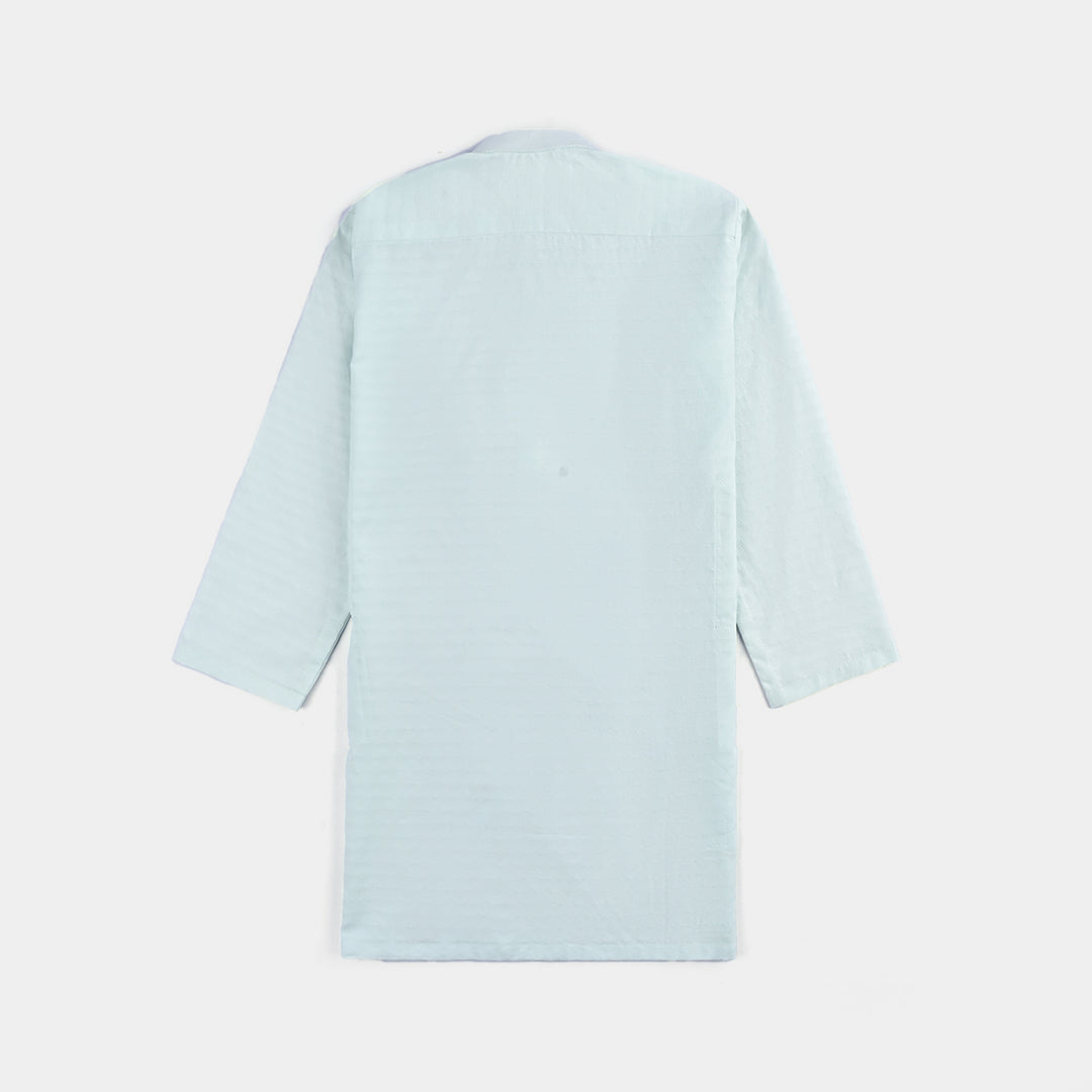 Boys Cotton Jacquard Basic Kurta (Salt Air)-SKY BLUE