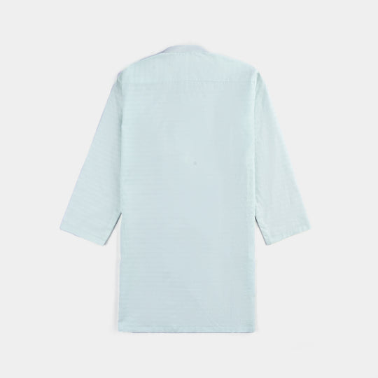 Boys Cotton Jacquard Basic Kurta (Salt Air)-SKY BLUE