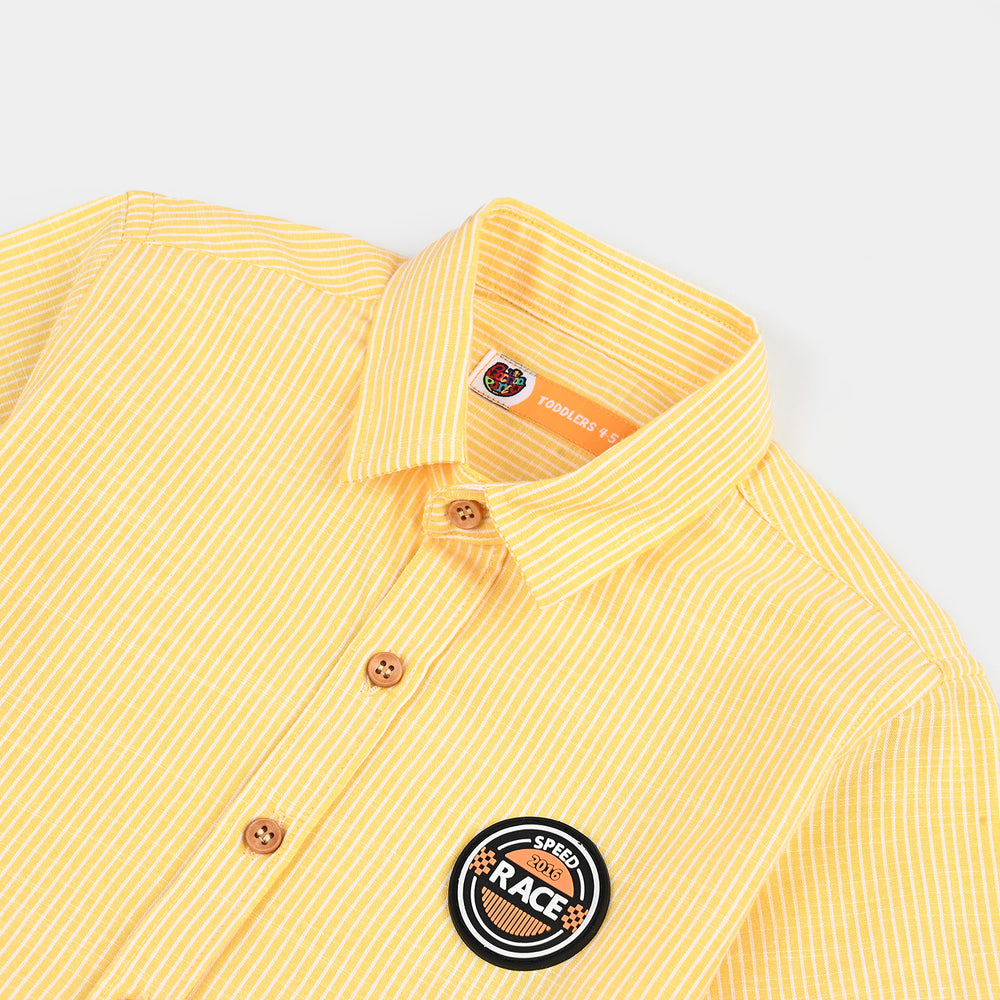 Boys Yarn Dyed Casual Shirt (Race)-Yellow Stripe