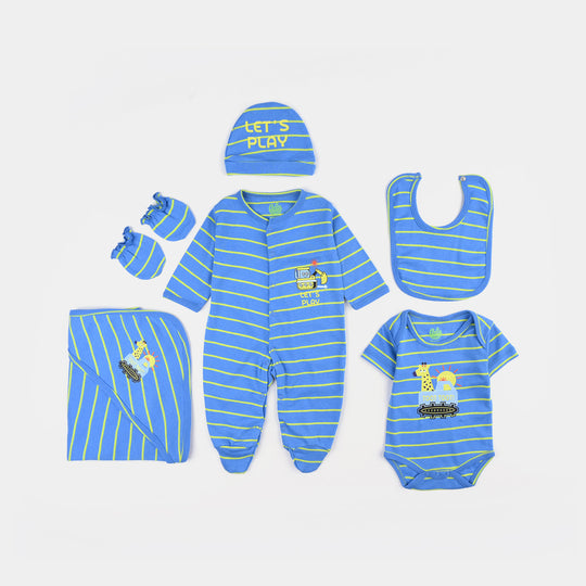 6 Piece Boys Cotton Jersey Set Lets's Play-L.Blue