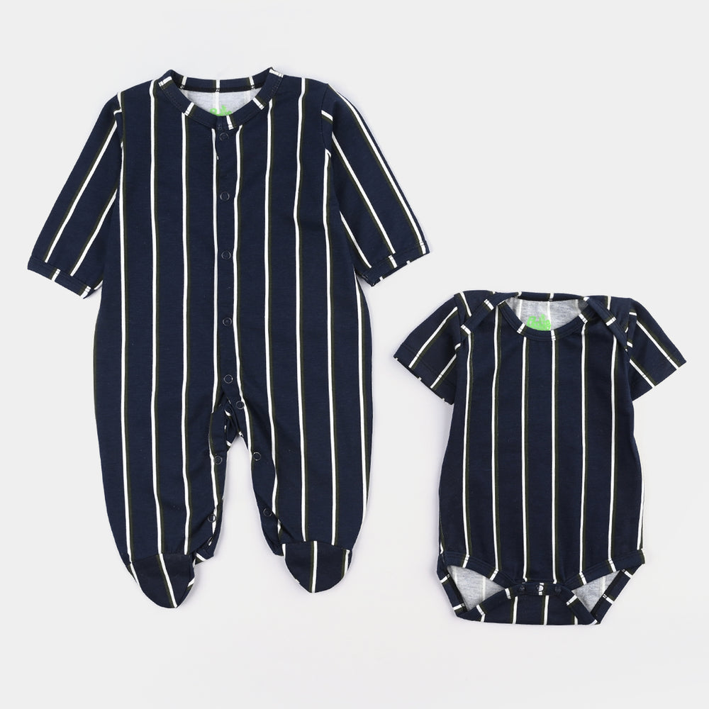 6 Piece Boys Cotton Jersey Set Black Stripe