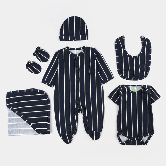 6 Piece Boys Cotton Jersey Set Black Stripe