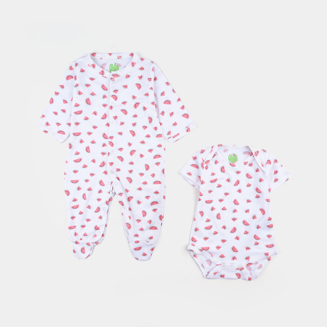 6 Piece Girls Cotton Jersey Set Watermelon-White