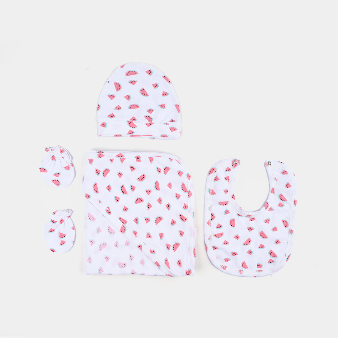 6 Piece Girls Cotton Jersey Set Watermelon-White