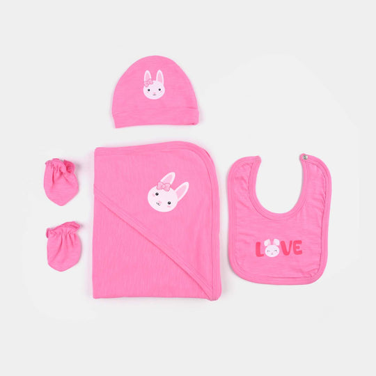 Girls Cotton Jersey Set 6PCs (Rabbit) - Dark Pink