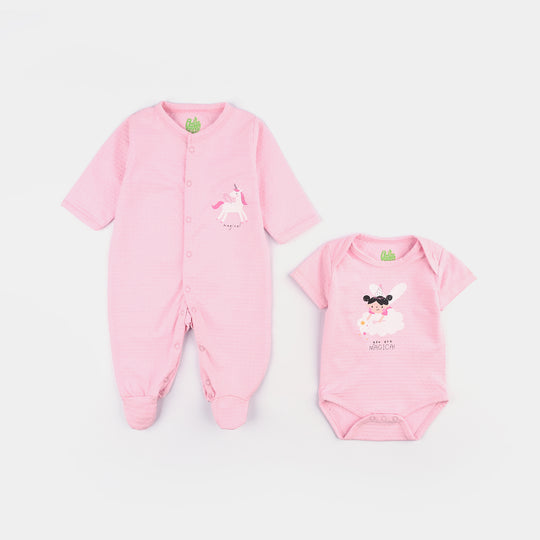 Girls Cotton Jersey Set 6PCs (Magical Unicorn) - Light Pink