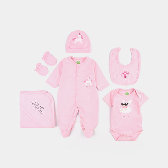 Girls Cotton Jersey Set 6PCs (Magical Unicorn) - Light Pink