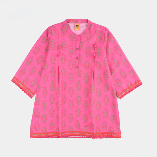 Girls Poly Cambric Printed 2 Pcs Bliss-Pink