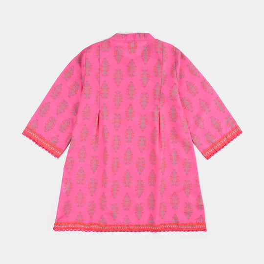 Girls Poly Cambric Printed 2 Pcs Bliss-Pink