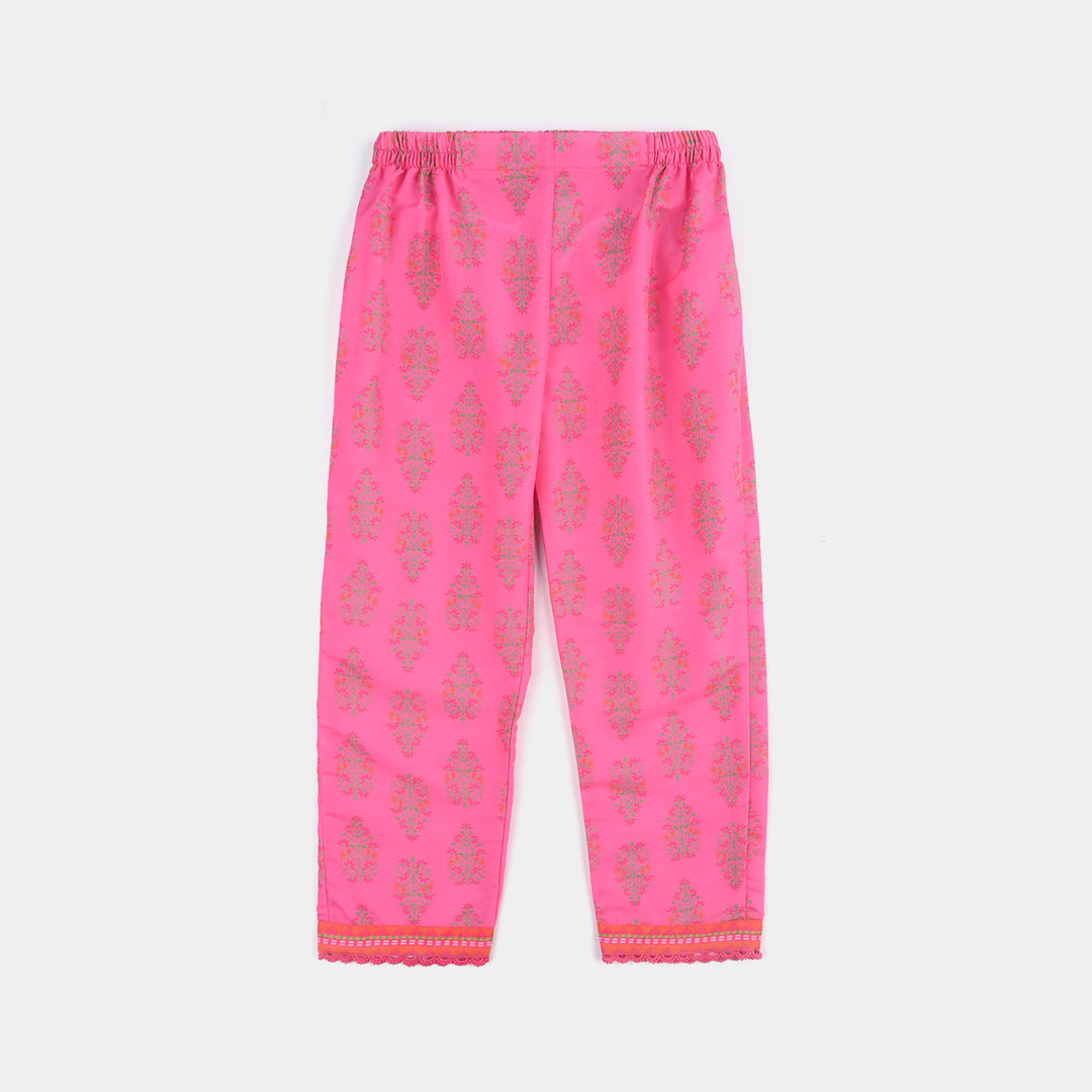 Girls Poly Cambric Printed 2 Pcs Bliss-Pink