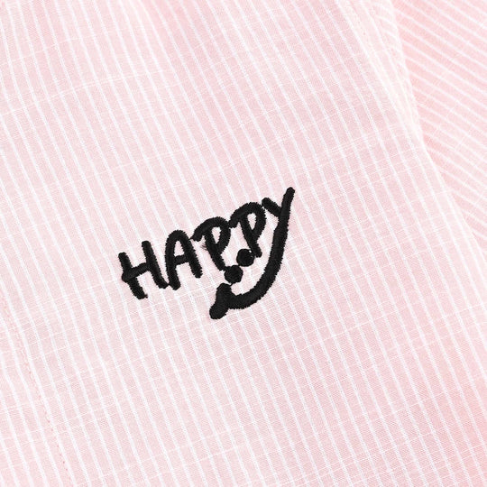 Boys Yarn Dyed Casual Shirt H/S (Happy)-Peach.stripe