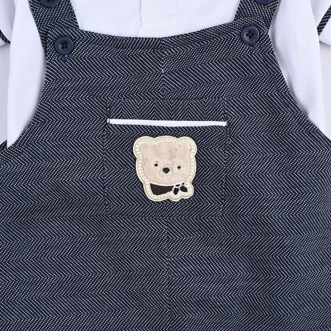 Infant Boys Jacquard Suit Dangri-NAVY
