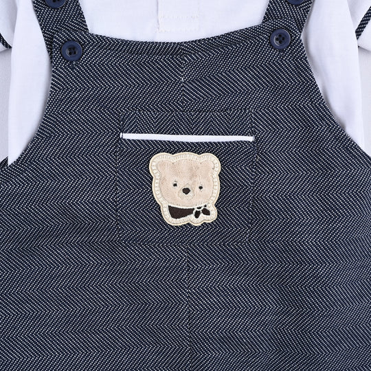 Infant Boys Jacquard Suit Dangri-NAVY