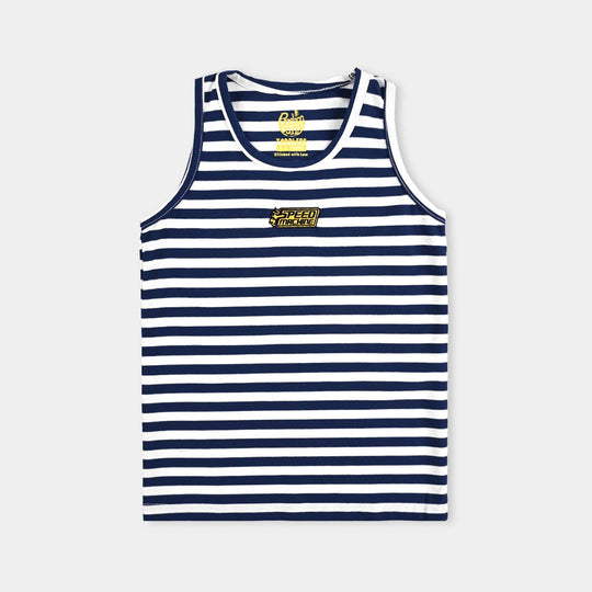 Boys Yarn Dyed Sando Speed Machine-NAVY