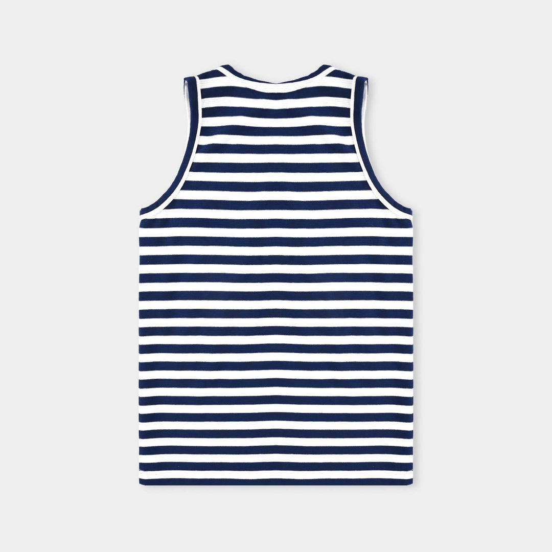 Boys Yarn Dyed Sando Speed Machine-NAVY